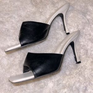 Black and white heels